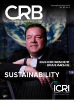 Concrete Repair Bulletin cover featuring 2024 ICRI President Brian MacNeil